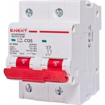 Jistič Jistič E.NEXT DC C125A 2P C 6kA AC/DC DC 250 V (2P), AC 400V