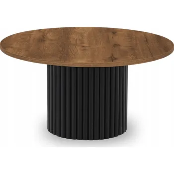 Konferenční stolek Konferenční stolek Ollio kulatý, barva lefaks, s černou nohou, 58 cm