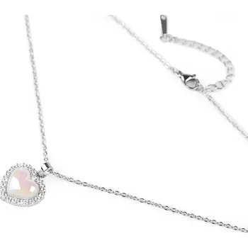 Náhrdelník Náhrdelník z nerezové oceli srdce s broušenými kamínky