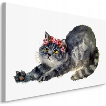 Obraz Obraz na plátně KOT Kwiaty Věnec Malba 30x20