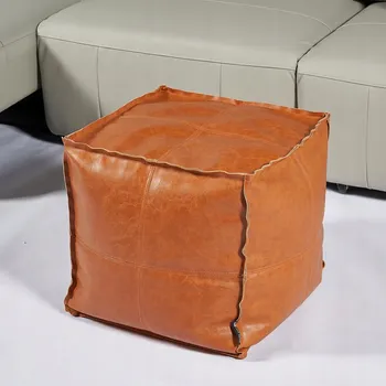 Taburet PUFA SKŁADANA POMARAŃCZOWA 40X40X40 CM S ÚLOŽNÝM PROSTOREM, POTAH