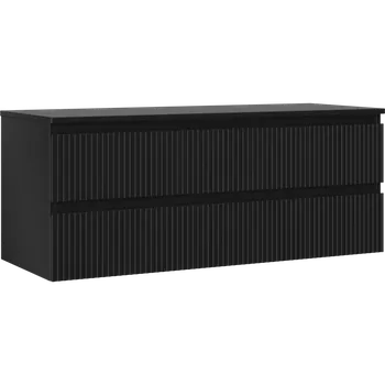 Koupelnový nábytek Mexen Rivel koupelnová skříňka pod umyvadlo 120 cm s deskou, 2 zásuvky, drážkovaná, černá matová - 91A20-12047-2-BFFC71 Koupelnové skříňky