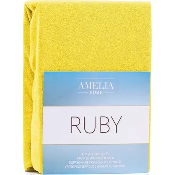 Froté prostěradlo s gumou AmeliaHome Ruby žluté, velikost 140-160x200