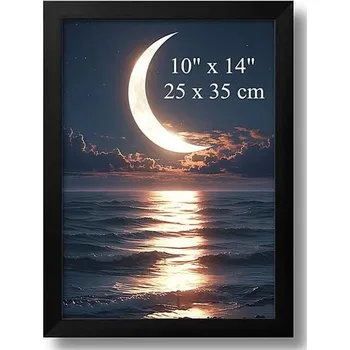 Rám na obraz Dřevěný fotorámeček Aeadar z masivního dřeva, černý dřevěný fotorámeček s plexisklem, k zavěšení na