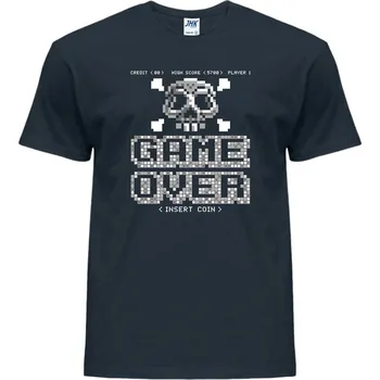 Pánské tričko levne-bavlnene-tricko-potisk-konec-hry Barva: Denim - riflovina, velikost: XXL