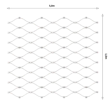 Pletivo KOVIAN, s.r.o. Lanová sieť, 1 x 5 m, oko 60 x 104 mm, ø 2 mm, AISI 316