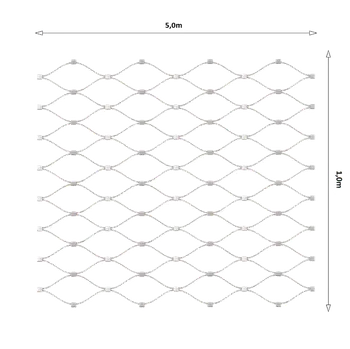 Pletivo KOVIAN, s.r.o. Lanová sieť, 1 x 5 m, oko 50 x 50 mm, ø 2mm, AISI 316