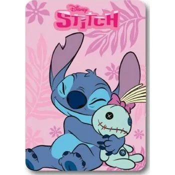 Dětská deka Mister License Company S.L. - Dívčí fleecová deka Lilo a Stitch - Mazlení s panenkou - růžová / 100 x 140 cm