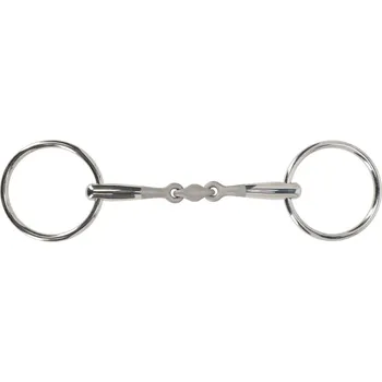 Udidlo pro koně QHP Udidlo stihlové dvakrát lomené Anatomical QHP, 14 mm, sandblasted 13,5 cm