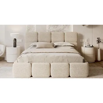 Postel Čalouněná postel DELICATO 180x200 cm Krémová Cleo s úložným prostorem kovový rošt