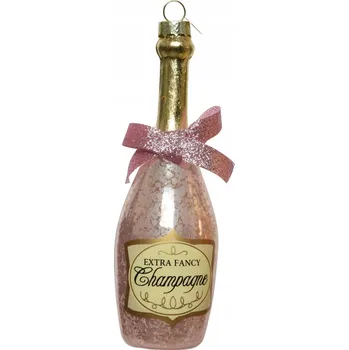 Vánoční dekorace Skleněná Vánoční Koule skleněná lahvička šampaňského