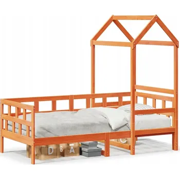 Zahradní lehátko Dřevěné lehátko s baldachýnem, borovice, voskovaný hnědý, 203,5 x 98 x 68,5 cm