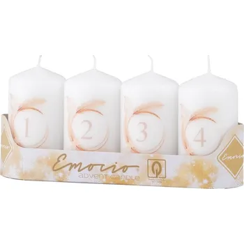 Emocio Válec 4ks 50x90 mm adventní čísla Zlatý kruh, svíčky 488 gram