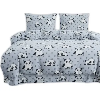 Prostěradlo Povlečení z polaru 160x200 velur šedé bílé černé pandy + puntíky