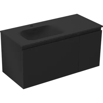 Koupelnový nábytek Mexen Orio koupelnová skříňka 100 cm s umyvadlem Vela levá, 1S, 1D, černá mat - 91A13-10047-3-BBFF71-W23L71 Skříňky s umyvadlem