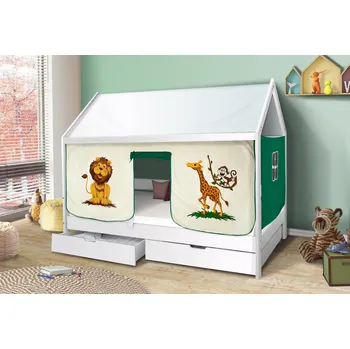 Dětská postel Dětská domečková postel KIDS SAFARI - BÍLÁ 200x90 cm