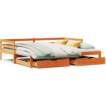 Pohovka Rozkládací pohovka s šuplíky, voskově hnědá, 203,5 x 97,5 x 56,5 cm