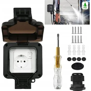 Elektrická zásuvka Jednoduchá zahradní zásuvka IP66 - vodotěsná, venkovní zásuvka 250V