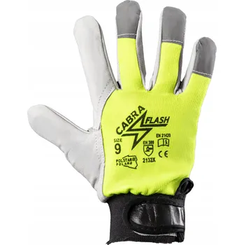 Pracovní rukavice Kožené lícové rukavice Cabra Flash se suchým zipem, 12 párů, velikost 8