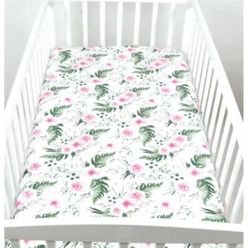 Prostěradlo Prostěradlo bavlněné s gumkou 120/60 cm - květy