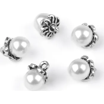 Knoflík Knoflík s kaplíkem / přívěsek perla Ø9 mm, střední, 1 bílá