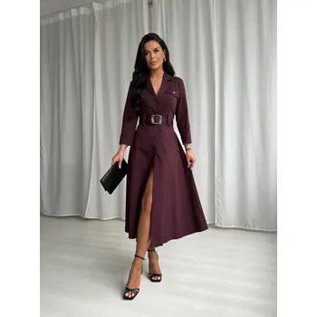 Dámské šaty La furia Dámské módní košilové šaty 25444 barva: hnědá, Rozměr: S - 36