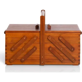 Organizér galanterie Kazeta - dřevěný košík na šicí potřeby, vel. L - tmavý - PRYM