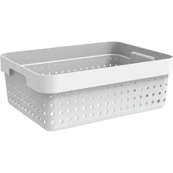 Úložný box košík SEOUL M, 36x27x13cm-bílý, plast