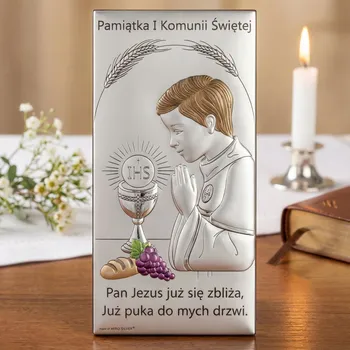 Kancelářský nábytek Obrázek Památka 1. svatého přijímání BELTRAMI 7 × 14 cm stříbrný