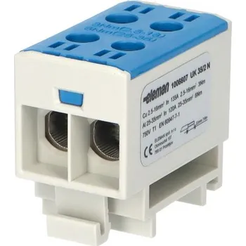 Svorka univerzální UK 35/2 N, 135A, 1pól., AL/CU, krytá, modrá, na DIN *1006607 eleman