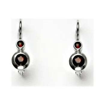 Náušnice Zlaté náušnice, bílé i žluté zlato , přírodní granáty - VE 72 (Zlaté náušnice s granáty)