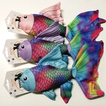 Hračka pro psa Rybka duhovka 32cm (hlavička, horní a spodní přední ploutev je fialová) (Textilní hračka pro psy - pískací a šustící)
