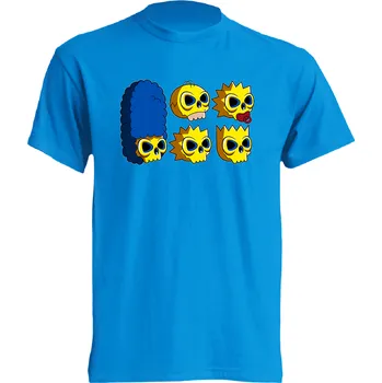 Pánské tričko panske_levne_tricko_potisk_lebky_Simpson Barva: Azure - azurově modrá, velikost: XXL