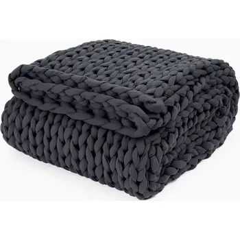 deka Pletená vlněná deka 150cm x 100cm - Tmavě šedá