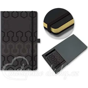 Zápisník LANYBOOK PISTONS, poznámkový zápisník s gumičkou 130x210 mm, černá