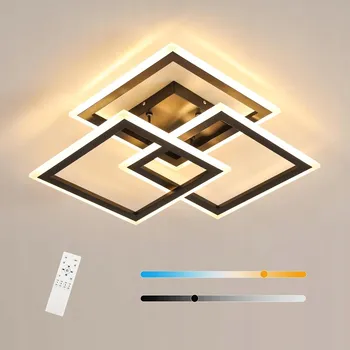 LED STROPNÍ SVÍTIDLO ZÁVĚSNÉ ČERNÉ ČTVERCOVÉ MODERNÍ DO OBÝVÁKU S DÁLKOVÝM OVLÁDÁNÍM 40W