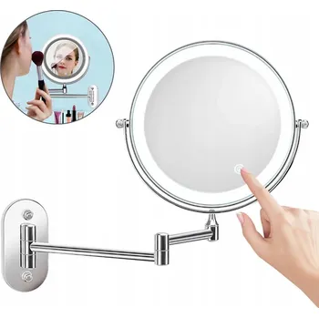 Zrcadlo Kosmetické zrcátko s LED osvětlením a zvětšením 1X/10X, ZRCADLO ZRCADLO