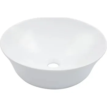 Kulaté keramické umyvadlo na desku bílé 41 x 12,5 cm