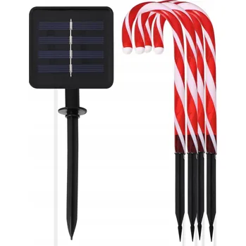 Vánoce Vánoční LED světýlka solární ve tvaru bonbónu, 4 ks