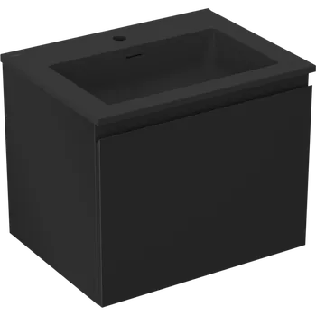 Koupelnový nábytek Mexen Orio koupelnová skříňka 60 cm s umyvadlem Otis, 1 zásuvka, černá mat - 91A10-06047-1-BF71-W18M71 Skříňky s umyvadlem