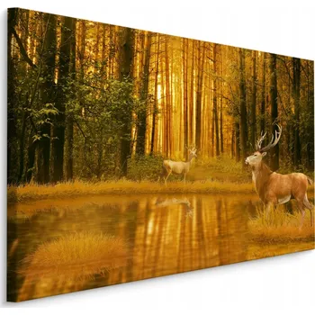 Obraz Obraz do kanceláře jelen nad jezerem v lese 30x20