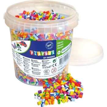 Puzzle PLAYBOX Zažehlovací korálky v kbelíku - pruhované 5000ks