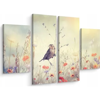 Obraz Čtyřdílný obraz ROSTLINY Pták Příroda 3D 80x60