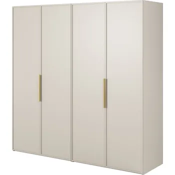 Šatní skříň Skříň čtyřdveřová Frame s dvěma tyčemi, police 200 cm Šedá béžová