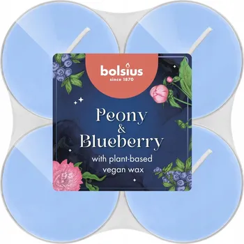 Svíčka Parafínová vonná svíčka Pivoňka & Borůvka Bolsius 8 ks