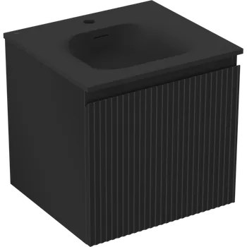 Koupelnový nábytek Mexen Rivel koupelnová skříňka 50 cm s umyvadlem Vela, 1 zásuvka, rýhovaná, černý mat - 91A20-05047-1-BF71-W23M71 Skříňky s umyvadlem