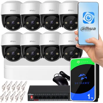 Zabezpečení domácnosti Sada 8 4MPx PoE PTZ kamer pro dohled Imou