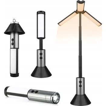Stojací lampa LED lampa 3v1, akumulátorová, teleskopická, kempingové osvětlení 270°