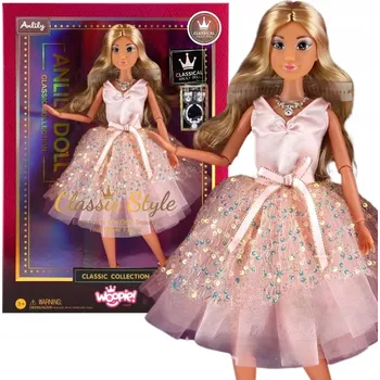 Panenka PANENKA LILY RŮŽOVÁ ŠATY DOPLŇKY ŠPERKY NÁHRDELNÍK 30CM 3+ WOOPIE