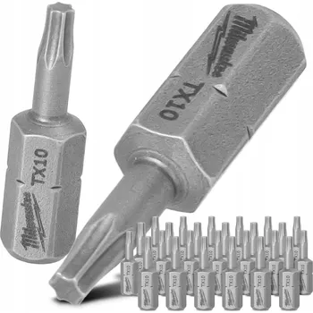 Bit 25x TORX bity do šroubováku 25mm MILWAUKEE TX10 Magnetický krátký bit